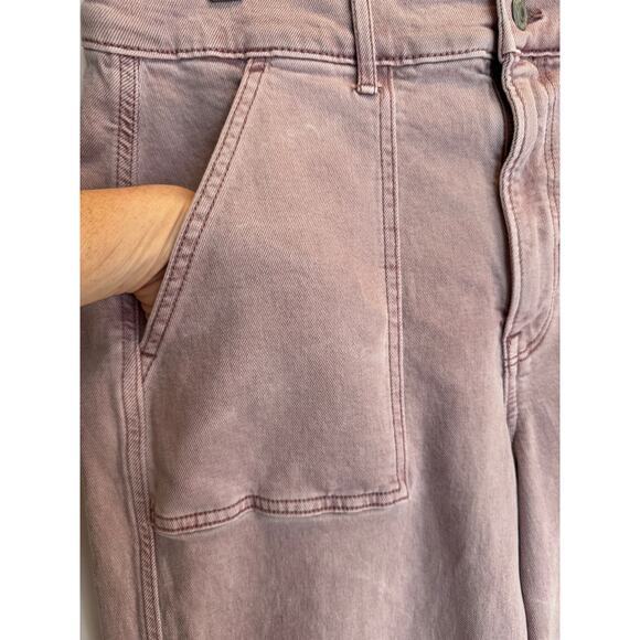 American Eagle Women’s 12 Stretch Skater Jeans High Rise Wide Leg Purple Denim - Picture 10 of 13